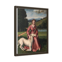 A virgin and a unicorn; representing chastity