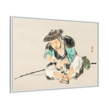Man maintaining a fishing rod by Kōno Bairei (1844-1895)