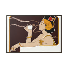 Poster showing woman holding up glass of coffee (Rajah brand) (1897) chromolithograph by Henri Meunier. - NOMADEN ART GALLERY