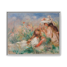 Girls in the Grass Arranging a Bouquet (Fillette couchée sur l'herbe et jeune fille arrangeant un bouquet) (1890) by Pierre-Auguste Renoir. - NOMADEN ART GALLERY