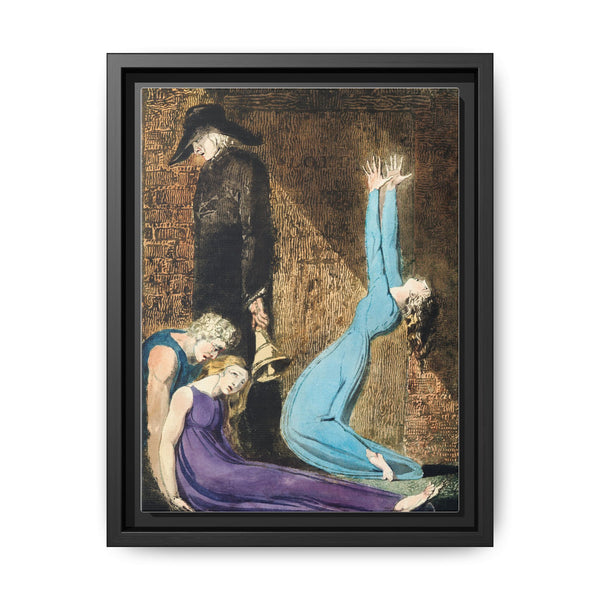 Man supporting a supine woman, an aged man with bell, and a woman in a blue dress raising arms illustration from Europe: a Prophecy by William Blake (1752-1827) - NOMADEN ART GALLERY
