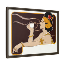 Poster showing woman holding up glass of coffee (Rajah brand) (1897) chromolithograph by Henri Meunier.