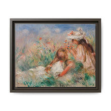 Girls in the Grass Arranging a Bouquet (Fillette couchée sur l'herbe et jeune fille arrangeant un bouquet) (1890) by Pierre-Auguste Renoir. - NOMADEN ART GALLERY
