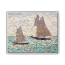 Two Sailboats at Grandcamp (Deux voiliers Ã Grandcamp) (ca. 1885) by Georges Seurat - NOMADEN ART GALLERY