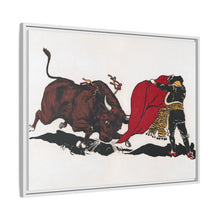 Matador and bull, aesthetic woodcut