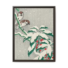 Sparrows on snowy berry bush (ca. 1900–1945) by Ohara Koson