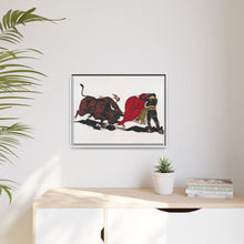 Matador and bull, aesthetic woodcut