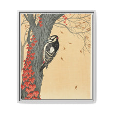 Great spotted woodpecker in tree with red ivy (1925 - 1936) by Ohara Koson
