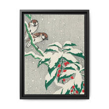 Sparrows on snowy berry bush (ca. 1900–1945) by Ohara Koson