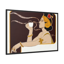 Poster showing woman holding up glass of coffee (Rajah brand) (1897) chromolithograph by Henri Meunier.