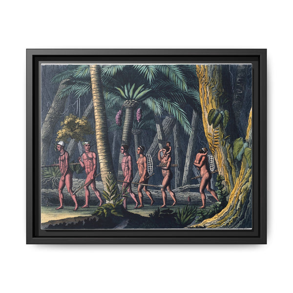 Puri Indians by the Paraiba river, Brazil. Coloured aquatint by P. Fumagalli, ca. 1821, after M. Zu Wied-Neuwied. - NOMADEN ART GALLERY