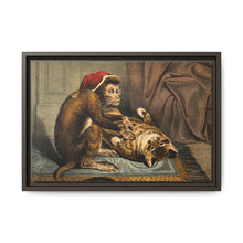 A monkey physician examining a cat patient for fleas. Coloured lithograph - NOMADEN ART GALLERY