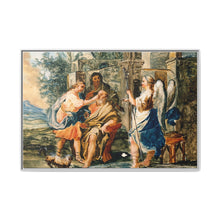 Tobias restoring the eyesight of Tobit in the presence of Raphael and Anna. Gouache painting by a Spanish painter, 19th century. - NOMADEN ART GALLERY