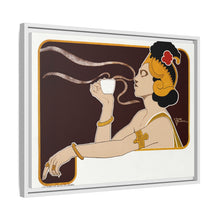 Poster showing woman holding up glass of coffee (Rajah brand) (1897) chromolithograph by Henri Meunier.