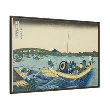 Viewing Sunset over the Ryogoku Bridge from the Onmaya Embankment (Onmayagashi yori Ryogokubashi sekiyo o miru), from the series 