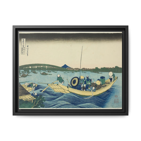 Viewing Sunset over the Ryogoku Bridge from the Onmaya Embankment (Onmayagashi yori Ryogokubashi sekiyo o miru), from the series "Thirty-six Views of Mount Fuji (Fugaku sanjurokkei)" by Katsushika Hokusai - NOMADEN ART GALLERY