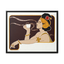 Poster showing woman holding up glass of coffee (Rajah brand) (1897) chromolithograph by Henri Meunier. - NOMADEN ART GALLERY
