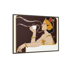 Poster showing woman holding up glass of coffee (Rajah brand) (1897) chromolithograph by Henri Meunier.