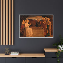 The women at the grave of Christ: anangel tells them that he is risen. Colour lithograph by M. and N. Hanhart after J.E. Goodall after Fra Angelico.