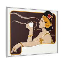 Poster showing woman holding up glass of coffee (Rajah brand) (1897) chromolithograph by Henri Meunier.