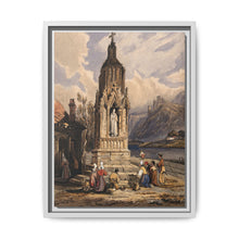 People near a river praying before the figure of a saint on a memorial cross - NOMADEN ART GALLERY
