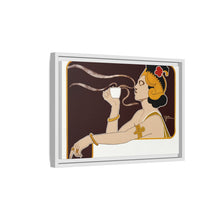 Poster showing woman holding up glass of coffee (Rajah brand) (1897) chromolithograph by Henri Meunier.
