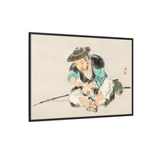 Man maintaining a fishing rod by Kōno Bairei (1844-1895)