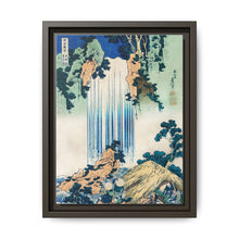 Yoro Waterfall in Mino Province by Katsushika Hokusai (1760-1849) a traditional Japanese Ukyio-e style illustration of two travellers looking at a waterfall and some travelers resting at the side. - NOMADEN ART GALLERY