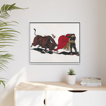 Matador and bull, aesthetic woodcut