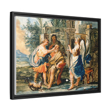 Tobias restoring the eyesight of Tobit in the presence of Raphael and Anna. Gouache painting by a Spanish painter, 19th century.