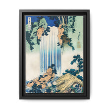 Yoro Waterfall in Mino Province by Katsushika Hokusai (1760-1849) a traditional Japanese Ukyio-e style illustration of two travellers looking at a waterfall and some travelers resting at the side. - NOMADEN ART GALLERY
