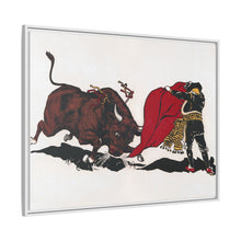 Matador and bull, aesthetic woodcut