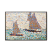 Two Sailboats at Grandcamp (Deux voiliers Ã Grandcamp) (ca. 1885) by Georges Seurat - NOMADEN ART GALLERY