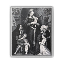 Saint Mary (the Blessed Virgin) with the Christ Child and a family as donors. Lithograph by F.S. Hanfstaengl, 1832 , after H. Holbein. - NOMADEN ART GALLERY