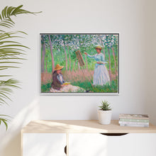 In the Woods at Giverny, Blanche Hoschedé at Her Easel with Suzanne Hoschedé Reading (1887) by Claude Monet - NOMADEN ART GALLERY