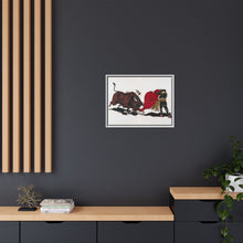 Matador and bull, aesthetic woodcut