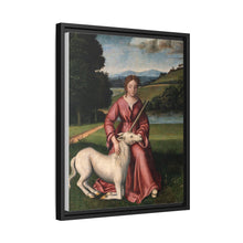 A virgin and a unicorn; representing chastity