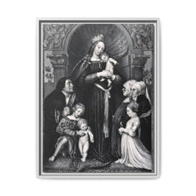 Saint Mary (the Blessed Virgin) with the Christ Child and a family as donors. Lithograph by F.S. Hanfstaengl, 1832 , after H. Holbein. - NOMADEN ART GALLERY