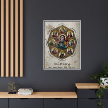 Saint George and Saint Antony of Padua, Saint Catherine of Alexandria, Saint Peter the Apostle, Saint Philomena, Saint Anne, Saint Barbara, Saint John the Baptist and Saint Agnes