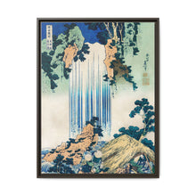 Yoro Waterfall in Mino Province by Katsushika Hokusai (1760-1849) a traditional Japanese Ukyio-e style illustration of two travellers looking at a waterfall and some travelers resting at the side. - NOMADEN ART GALLERY