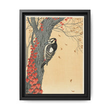 Great spotted woodpecker in tree with red ivy (1925 - 1936) by Ohara Koson