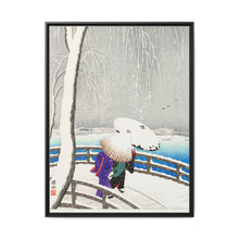 Two women in the snow on Yanagi Bridge (1927) by Ohara Koson