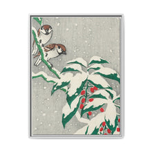 Sparrows on snowy berry bush (ca. 1900–1945) by Ohara Koson