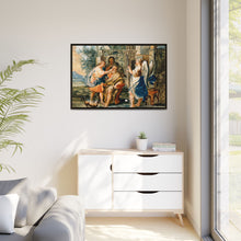 Tobias restoring the eyesight of Tobit in the presence of Raphael and Anna. Gouache painting by a Spanish painter, 19th century.