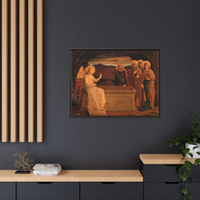 The women at the grave of Christ: anangel tells them that he is risen. Colour lithograph by M. and N. Hanhart after J.E. Goodall after Fra Angelico.