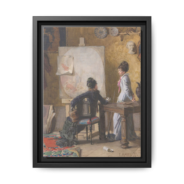 Adéle de Saussure and Marie-Louise Ravel, the Artist's Wife, in His Studio (1877) by Edouard Ravel - NOMADEN ART GALLERY