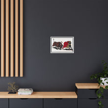 Matador and bull, aesthetic woodcut