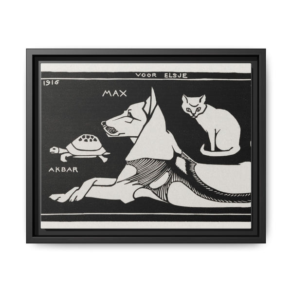 Akbar the tortoise, Max the dog and Puss the cat (1916 ) by Julie de Graag