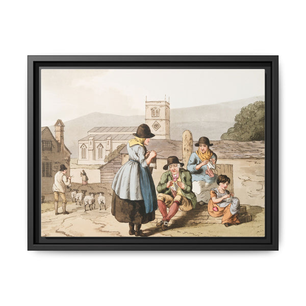Illustration of Wensley Dale knitters from The Costume of Yorkshire (1814) by George Walker - NOMADEN ART GALLERY