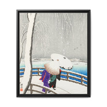 Two women in the snow on Yanagi Bridge (1927) by Ohara Koson